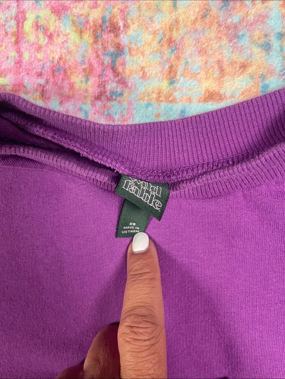 💕Purple Crewneck Cropped Sweatshirt - Women Tops - Picture 2 of 8